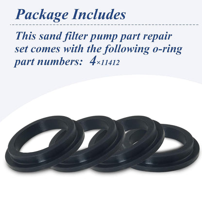 4 Pcs 11412 Pool L-Shape O-Ring Gasket Replacement for Intex Sand Filter Pump Motor, Replaces Pool Pump Parts 11412