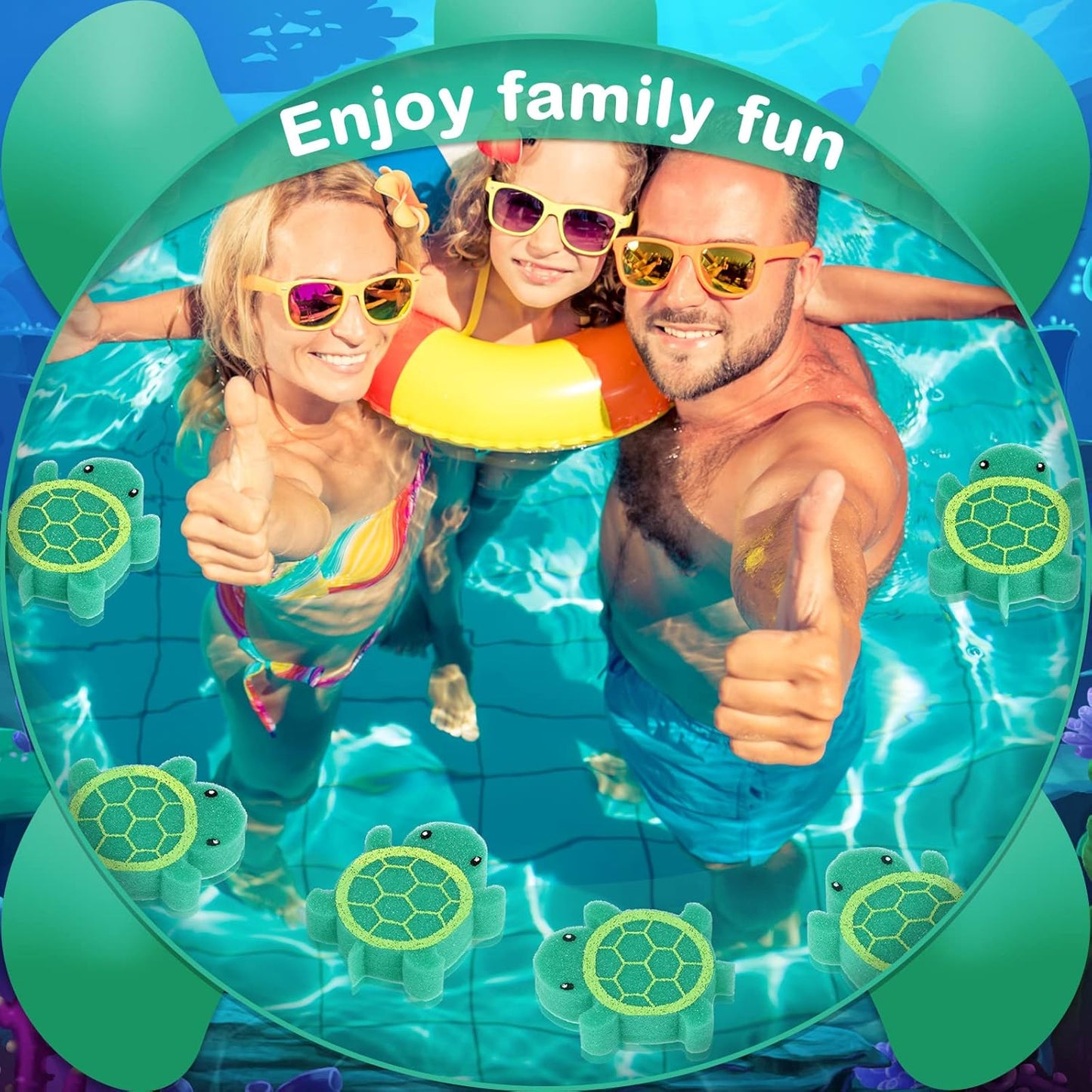 18 Pcs Oil Absorbing Sponge Hot Tub Scum Absorber Swimming Pool Spa Sponge Accessories Cleaning Kit to Collect Scum Grime and Oil from Hot Tub Swimming Pool and Spa(Turtle)