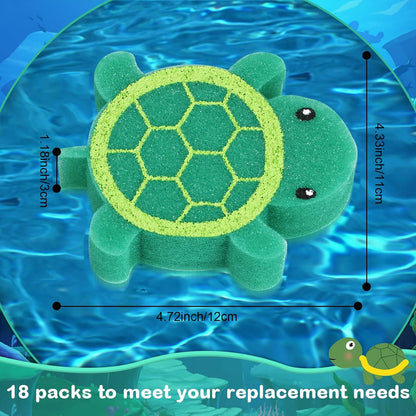 18 Pcs Oil Absorbing Sponge Hot Tub Scum Absorber Swimming Pool Spa Sponge Accessories Cleaning Kit to Collect Scum Grime and Oil from Hot Tub Swimming Pool and Spa(Turtle)