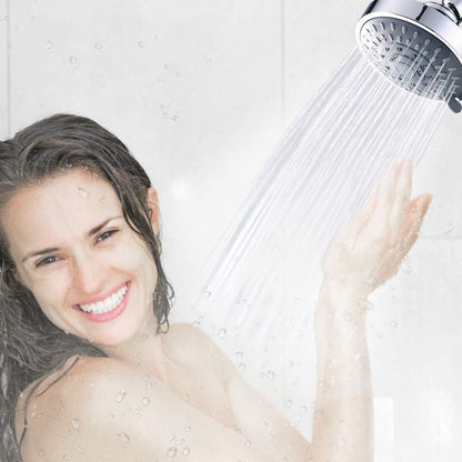 Shower Head, High Pressure Shower Heads 4.1 Inch 5 Settings Rain High Flow Fixed Showerhead for Luxury Shower Experience Even at Low Water Pressure, Chrome