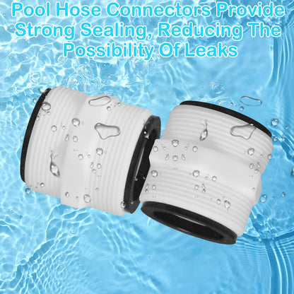 2Pcs 1.5’to 1.5’ Pool Hose Adapter, Pool Hose Connector Coupling Above Ground Pool Hose Adapter Compatible with Intex, Garden Hose Extender with 2 Rings Gaskets for 1.5 Inch Above Ground Pool Hose