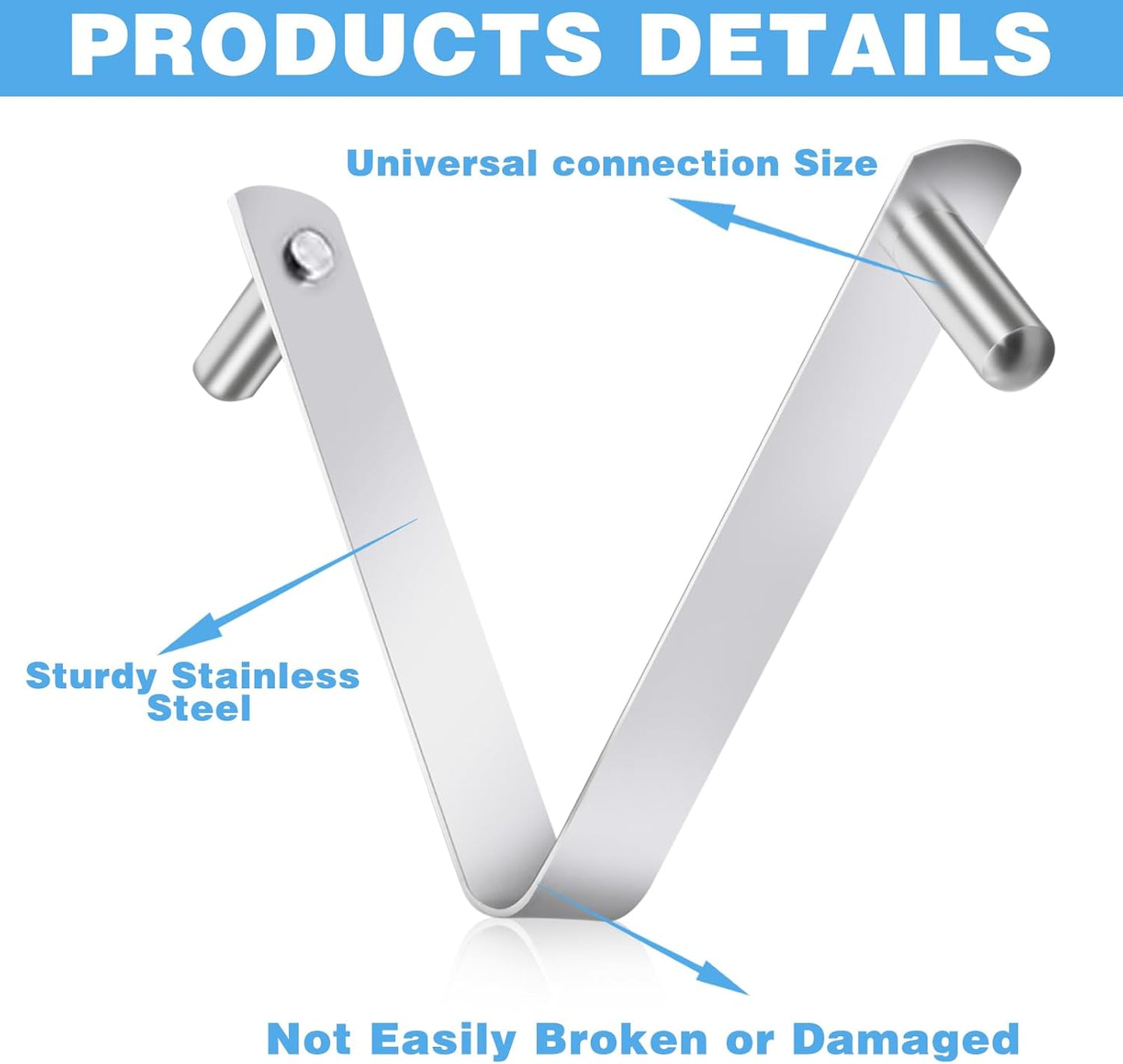 9Pcs Pool Brush Clip V-Shaped Clip, Innovative Pool Hooks for Poles Double Pin Spring Button Clip for Stainless Steel Clips, Applies to Pool Swimming Pools & Accessories Tools Pool Pole Clips