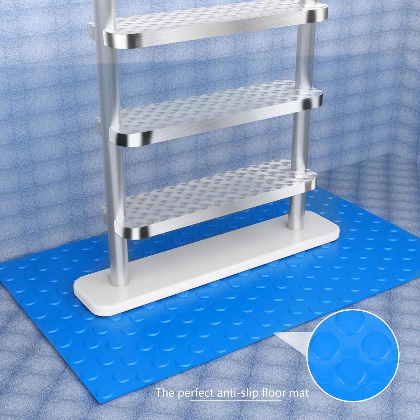 16" x 36" Pool Ladder Mat-Large Swimming Pool Step Mat with Non-Slip Texture-Protective Ladder Pad for Above Ground Pools Liner and Stairs (Dots)