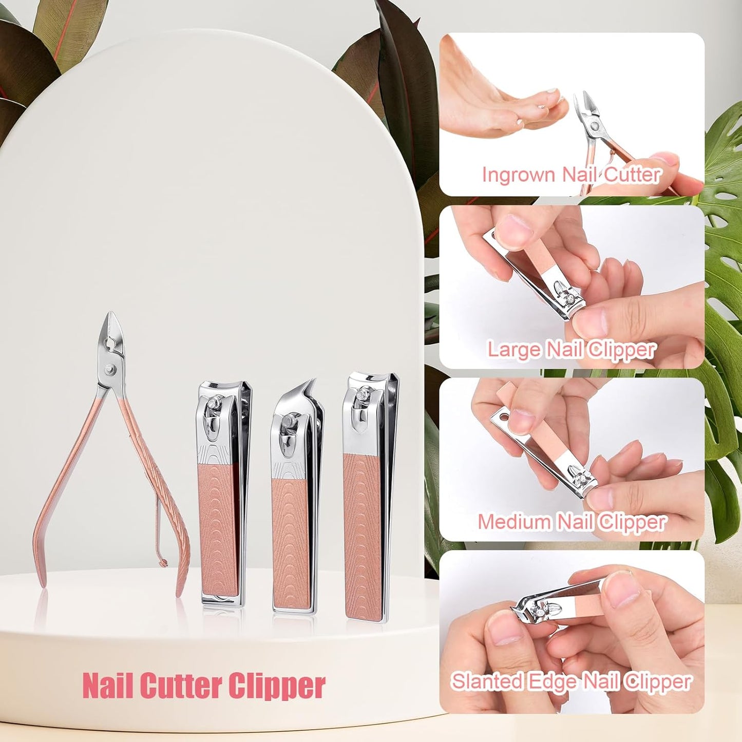 Manicure Set-Stainless Steel Nail Care Set-12 in 1 Professional Ingrown Toenail Clipper Grooming Tool-Pedicure Kit & Toe Nail Cutter-Men Gifts for Grandpa Dad Husband on Fathers Day (Rose Gold)