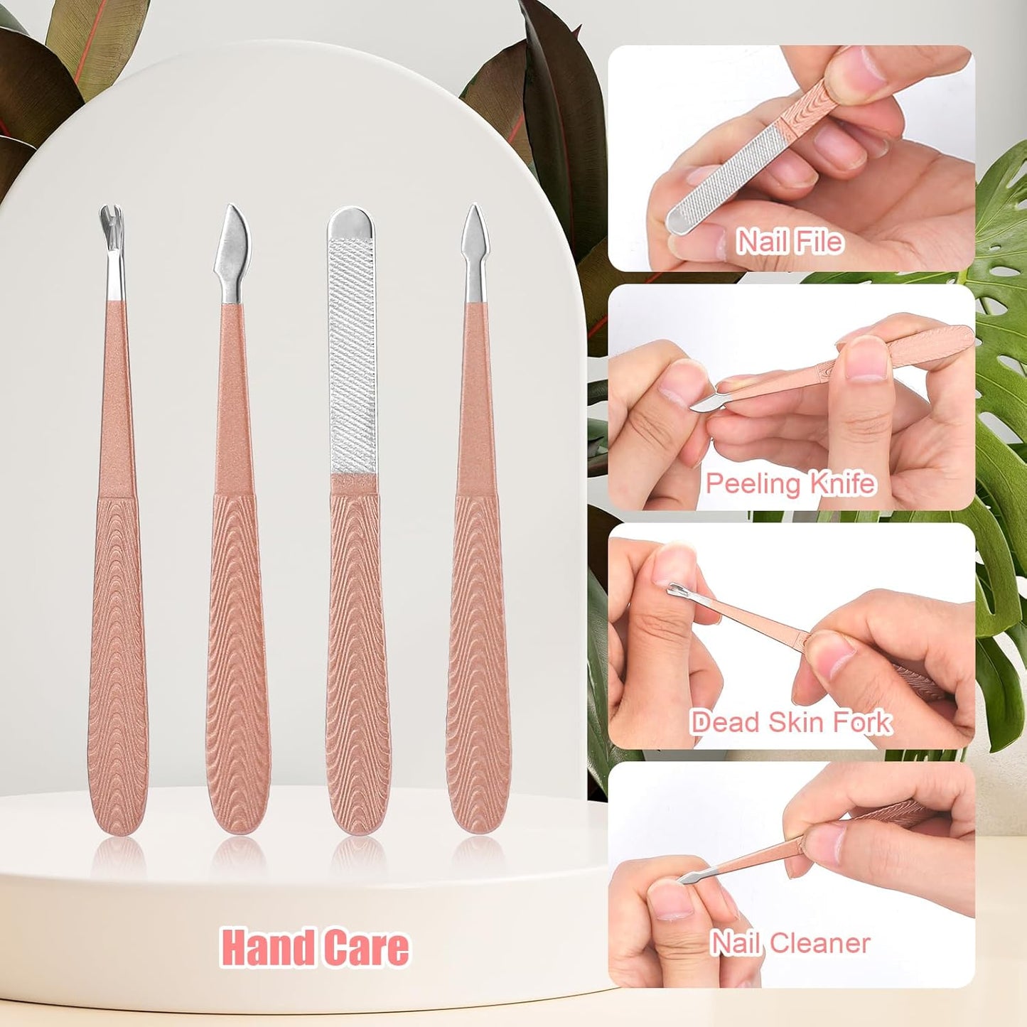 Manicure Set-Stainless Steel Nail Care Set-12 in 1 Professional Ingrown Toenail Clipper Grooming Tool-Pedicure Kit & Toe Nail Cutter-Men Gifts for Grandpa Dad Husband on Fathers Day (Rose Gold)