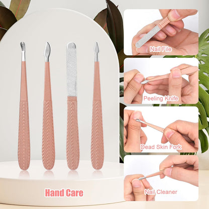 Manicure Set-Stainless Steel Nail Care Set-12 in 1 Professional Ingrown Toenail Clipper Grooming Tool-Pedicure Kit & Toe Nail Cutter-Men Gifts for Grandpa Dad Husband on Fathers Day (Rose Gold)