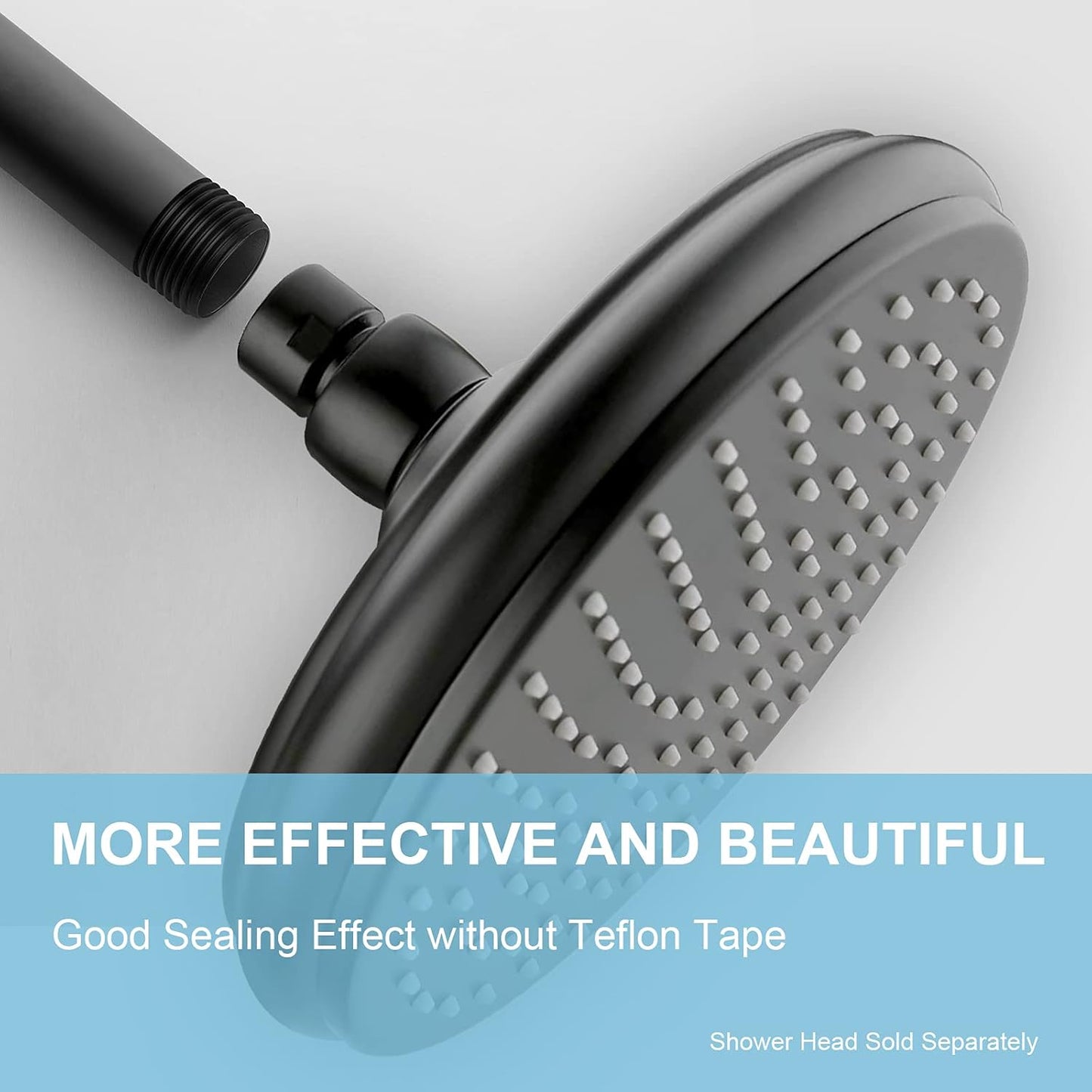 Shower Arm with Flange, 6 in Ceiling Mount Replacement Rain Shower Head Straight Arm Ceiling-Mounted For Fixed Shower Head & High Pressure Rain, Matte Black