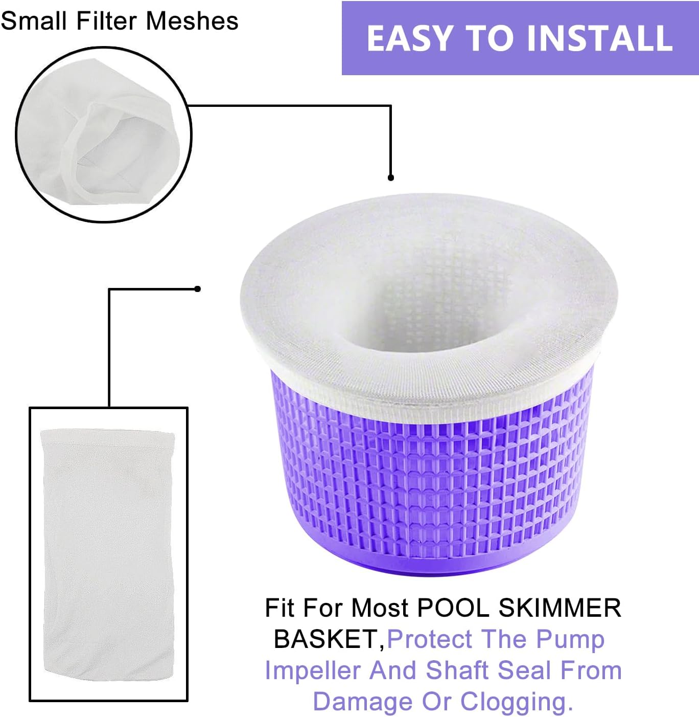 30-Pack of Pool Skimmer Socks - Filters Baskets, Skimmers Cleans Debris and Leaves for In-Ground and Above Ground Pools