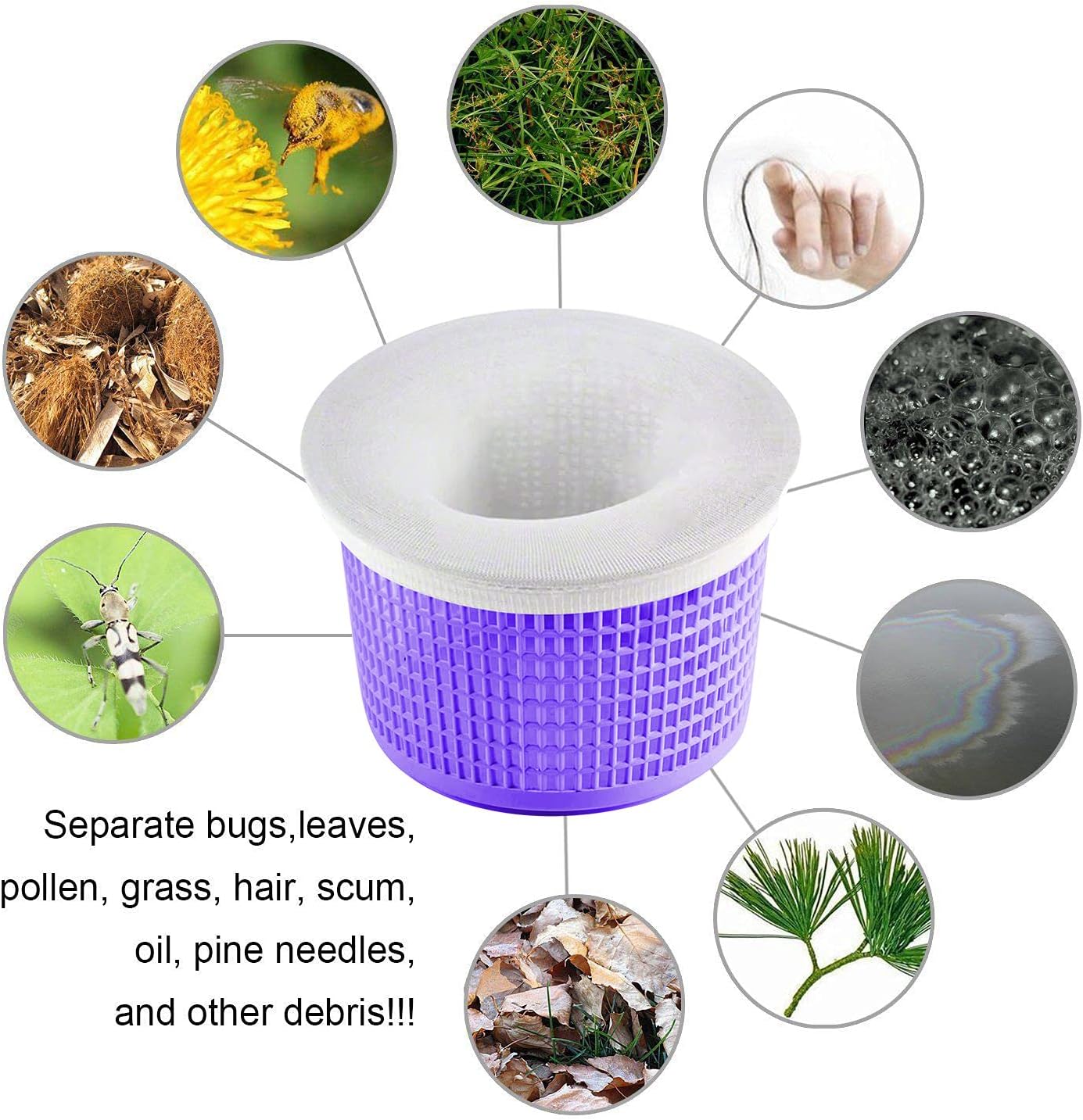 30-Pack of Pool Skimmer Socks - Filters Baskets, Skimmers Cleans Debris and Leaves for In-Ground and Above Ground Pools