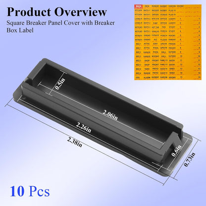 10 Pcs Circuit Breaker Filler Plates W/Breaker Box Label Fit for Schneider Electric Square D QO Breaker Panel Cover, 0.7 Inch Breaker Panel Blanks, Circuit Breaker Filler Cover, for Load Center
