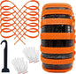 12 Pcs Heavy Duty Anti Skid Snow Tire Chains, Nylon Winter Snow Tracks with 2 Gloves and 1 Hook, Universal Emergency Car Tire Grip Straps Reusable Non Slip Zip Tie Tires Chain for Cars Truck