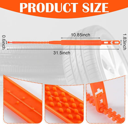 12 Pcs Heavy Duty Anti Skid Snow Tire Chains, Nylon Winter Snow Tracks with 2 Gloves and 1 Hook, Universal Emergency Car Tire Grip Straps Reusable Non Slip Zip Tie Tires Chain for Cars Truck