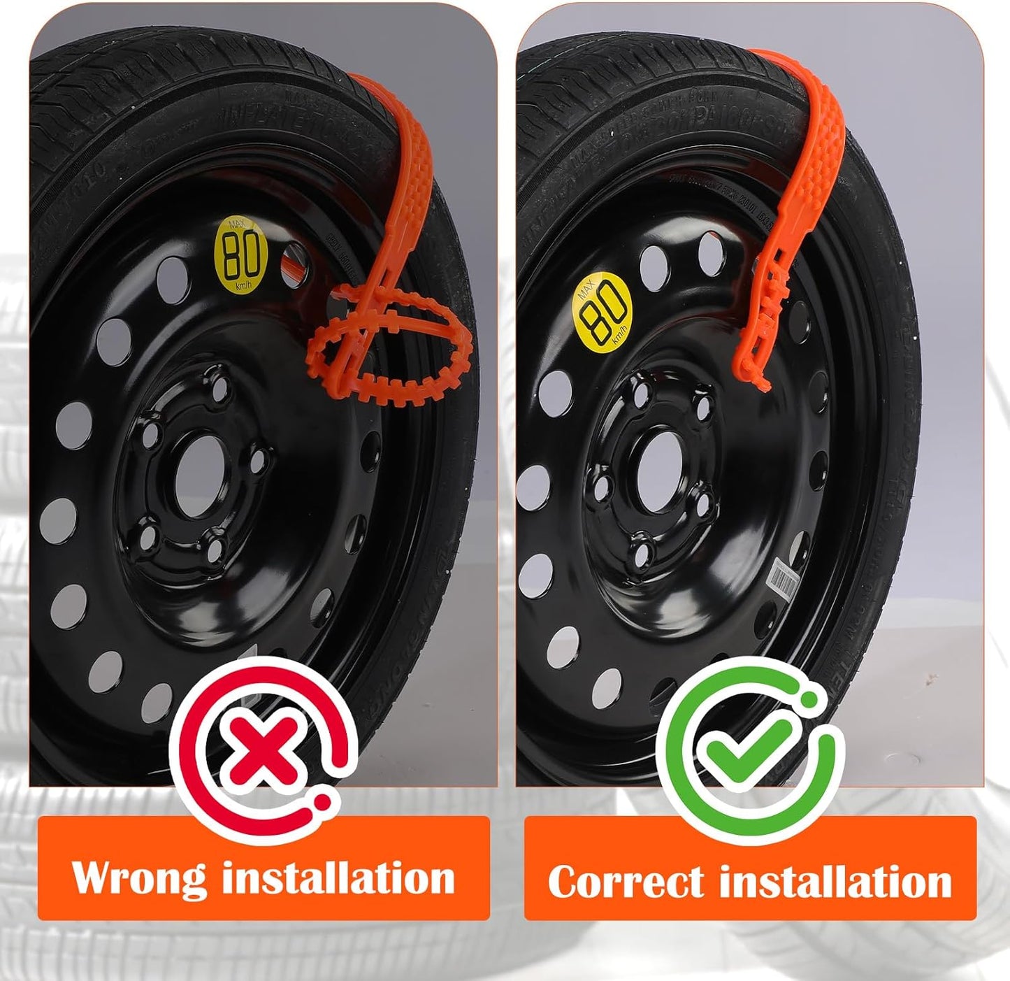 12 Pcs Heavy Duty Anti Skid Snow Tire Chains, Nylon Winter Snow Tracks with 2 Gloves and 1 Hook, Universal Emergency Car Tire Grip Straps Reusable Non Slip Zip Tie Tires Chain for Cars Truck