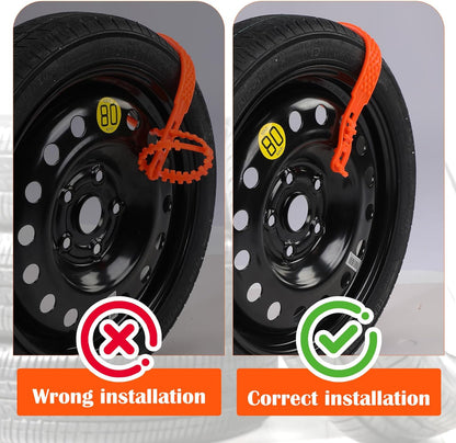 12 Pcs Heavy Duty Anti Skid Snow Tire Chains, Nylon Winter Snow Tracks with 2 Gloves and 1 Hook, Universal Emergency Car Tire Grip Straps Reusable Non Slip Zip Tie Tires Chain for Cars Truck