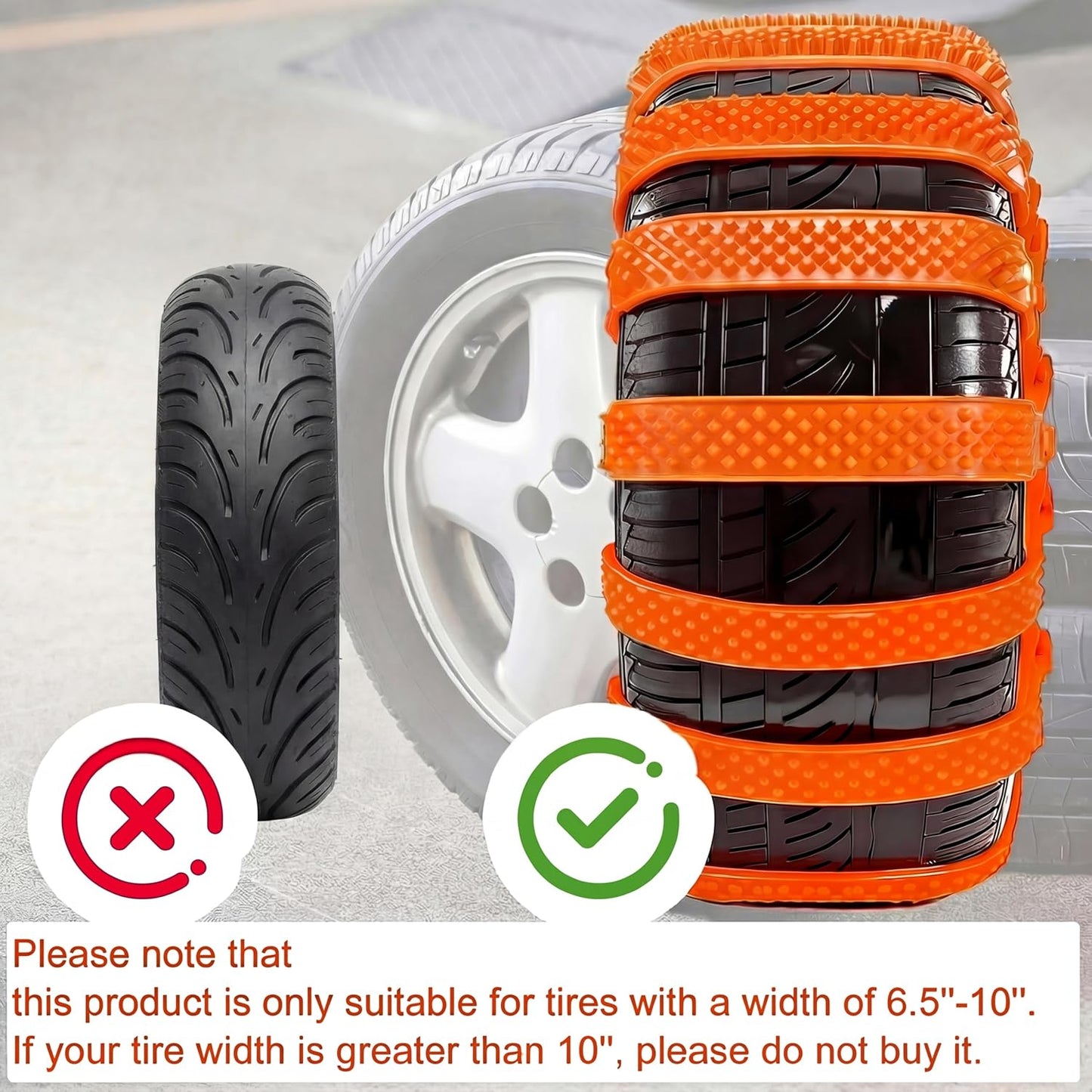 12 Pcs Heavy Duty Anti Skid Snow Tire Chains, Nylon Winter Snow Tracks with 2 Gloves and 1 Hook, Universal Emergency Car Tire Grip Straps Reusable Non Slip Zip Tie Tires Chain for Cars Truck