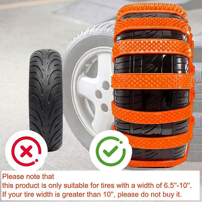 12 Pcs Heavy Duty Anti Skid Snow Tire Chains, Nylon Winter Snow Tracks with 2 Gloves and 1 Hook, Universal Emergency Car Tire Grip Straps Reusable Non Slip Zip Tie Tires Chain for Cars Truck