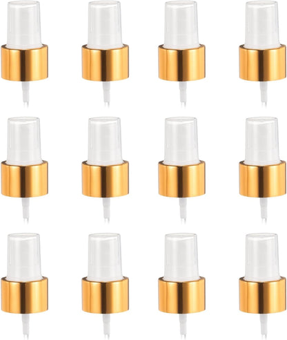 12 Pcs Gold White Spray Top, 24/410 Fine Mist Sprayer Reusable Replacement Spray Bottle Pump Plastic Top for Cosmetic Perfume and Body Sprays Bottle