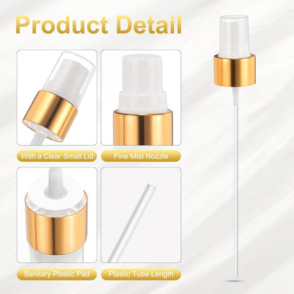 12 Pcs Gold White Spray Top, 24/410 Fine Mist Sprayer Reusable Replacement Spray Bottle Pump Plastic Top for Cosmetic Perfume and Body Sprays Bottle