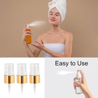 12 Pcs Gold White Spray Top, 24/410 Fine Mist Sprayer Reusable Replacement Spray Bottle Pump Plastic Top for Cosmetic Perfume and Body Sprays Bottle