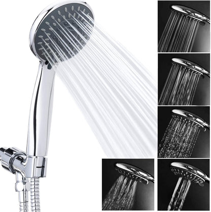High Pressure Handheld Shower Head  5-Settings Powerful Water Spray Shower Head against Low Pressure Water Flow with Stainless Hose and Adjustable Mount