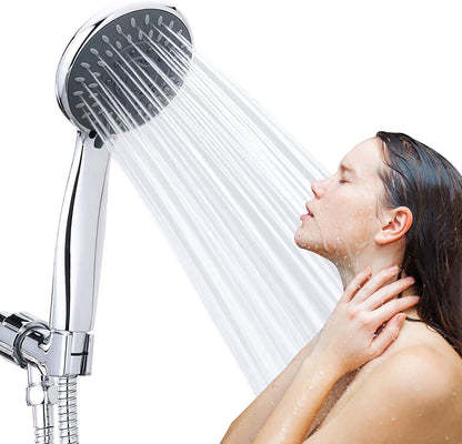 High Pressure Handheld Shower Head  5-Settings Powerful Water Spray Shower Head against Low Pressure Water Flow with Stainless Hose and Adjustable Mount