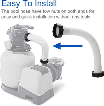 15.8" Pool Pump Replacement Hose- Salt Water Pump Hose for Above Ground Pool- Pool Sand Filter Pump Hose for Filter Pump and Saltwater Systems