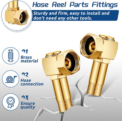 Amylove 2 Pieces Hose Reel Swivel Fittings Garden Hose Reel Replacement Parts Brass Replacement Part Swivel Hose Reel Cart Swivel Fitting for Garden Hose Adapter Hose Cart Brass Swivel Replacement