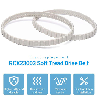 (2 Pack)  RCX23002 Replacement Soft Tread Drive Belt - Premium, Heavy-Duty Rubber Pool Cleaner Parts | Compatible with Aquavac Tiger Shark (Plus and QC) and SharkVac Pool Cleaners