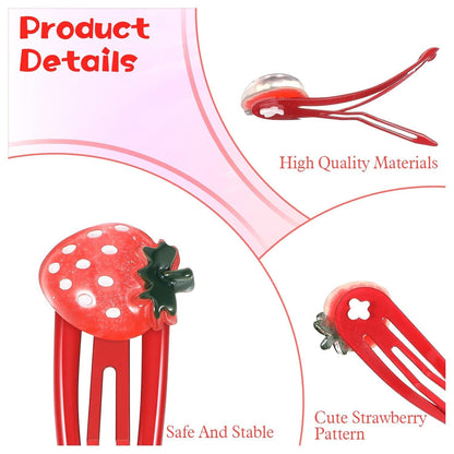 8PCS Small Strawberry Hair Clips, Metal Snap Hair Clips for Women Girls, Cute Hairs Barrettes Cute Strawberry Hairs Accessories for Girls Toddlers Kids and Teens Gifts Red