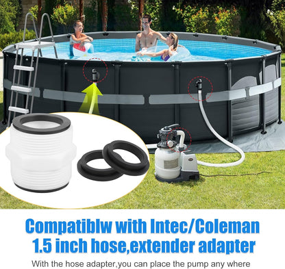Pool Hose Connector for Intex Coleman Swimming Pool Pump Hose Extender Adapter with 11228 11412 L-Shape O-Ring Gasket | 2 Hose Connector 8 Sealing Rings