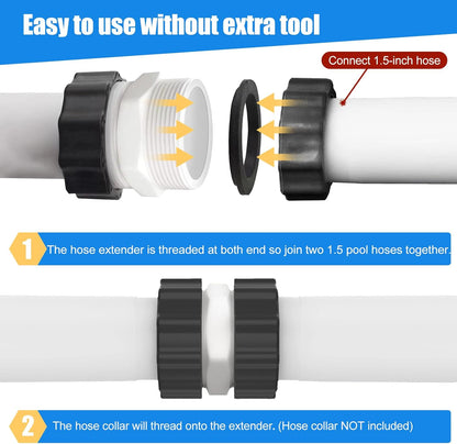 Pool Hose Connector for Intex Coleman Swimming Pool Pump Hose Extender Adapter with 11228 11412 L-Shape O-Ring Gasket | 2 Hose Connector 8 Sealing Rings