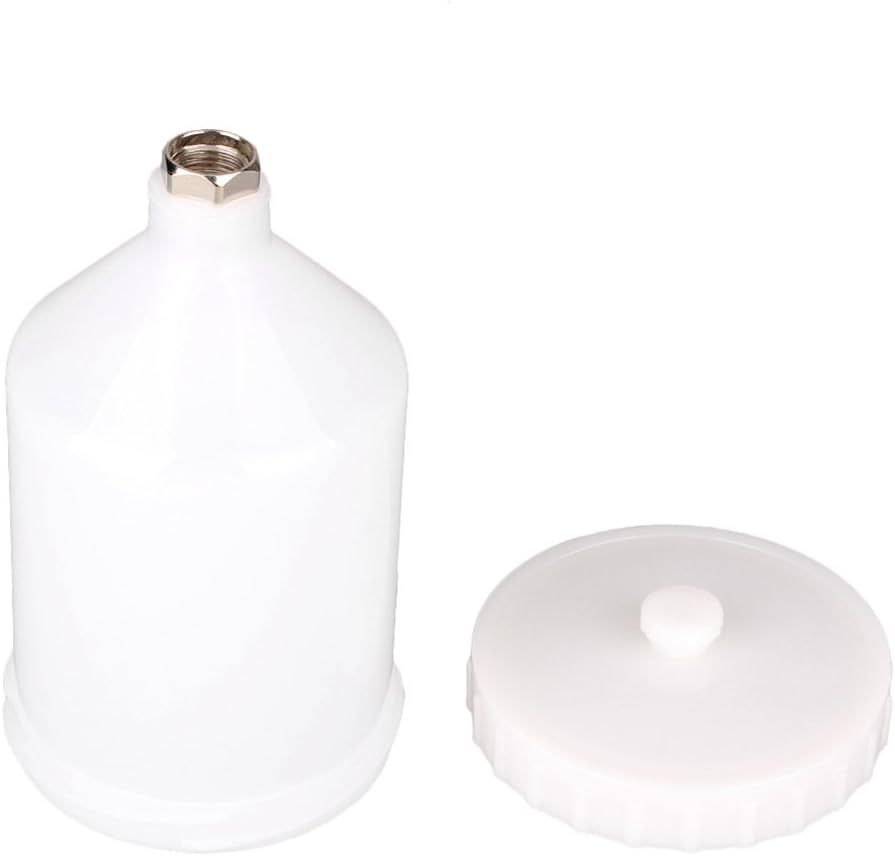 600ml Spray Paint Gun Cup Air Gravity Feed Paint Spray Auto Car Pot Threaded Connector Capacity for Spray Gun White