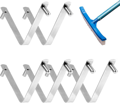 6pcs Pool Brush V-Shaped Clip, Stainless Steel Double Pin Spring Button Clip Pool Pole Butterfly Clips for Spa Skimmer Nets Vacuum Brushes Leaf Rake Swimming Cleaning Tool