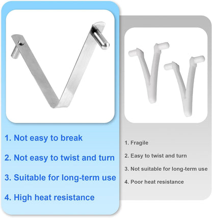 6pcs Pool Brush V-Shaped Clip, Stainless Steel Double Pin Spring Button Clip Pool Pole Butterfly Clips for Spa Skimmer Nets Vacuum Brushes Leaf Rake Swimming Cleaning Tool
