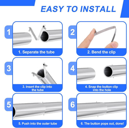 6pcs Pool Brush V-Shaped Clip, Stainless Steel Double Pin Spring Button Clip Pool Pole Butterfly Clips for Spa Skimmer Nets Vacuum Brushes Leaf Rake Swimming Cleaning Tool