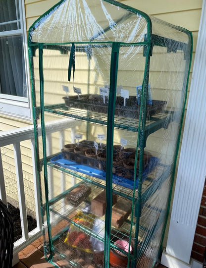 4-Tier Greenhouse Replacement Cover Clear PVC Greenhouse Cover with Roll-Up Zipper Door - 27" L x 19" W x 63" H