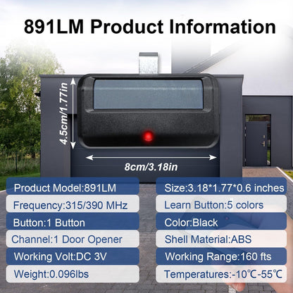 2 for Chamberlain Craftsman LiftMaster Garage Door Opener Remote Replacement, Replaces 891LM 893LM 893MAX 370LM 371LM 373LM 971LM 973LM, no Wait Wireless Remote Keyless Entry, Safe Security