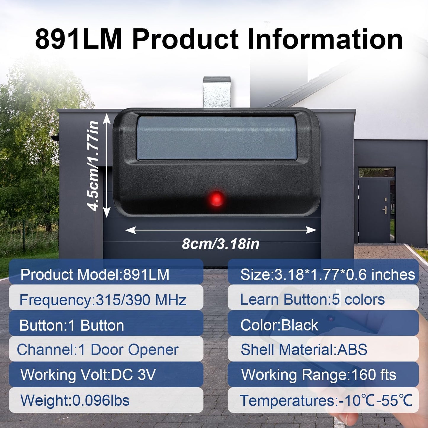 2 for Chamberlain Craftsman LiftMaster Garage Door Opener Remote Replacement, Replaces 891LM 893LM 893MAX 370LM 371LM 373LM 971LM 973LM, no Wait Wireless Remote Keyless Entry, Safe Security