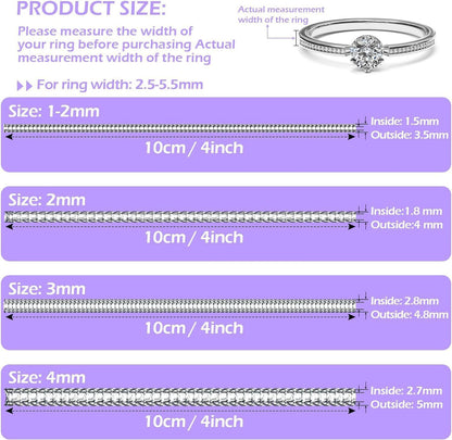 Ring Size Adjuster Kit 41-Pack - Ring Sizer Tool with Measuring Gauge - Resizer Spiral for Loose Rings - Stainless Steel Polishing Cloth