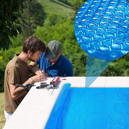 8 x ft Pool Hot Tub Solar Cover, 16 Mil Heavy Duty Trimmable Floating Thermal Blanket Spa Bubble Cover for Inground Pools Swimming Insulating Heating  Feet