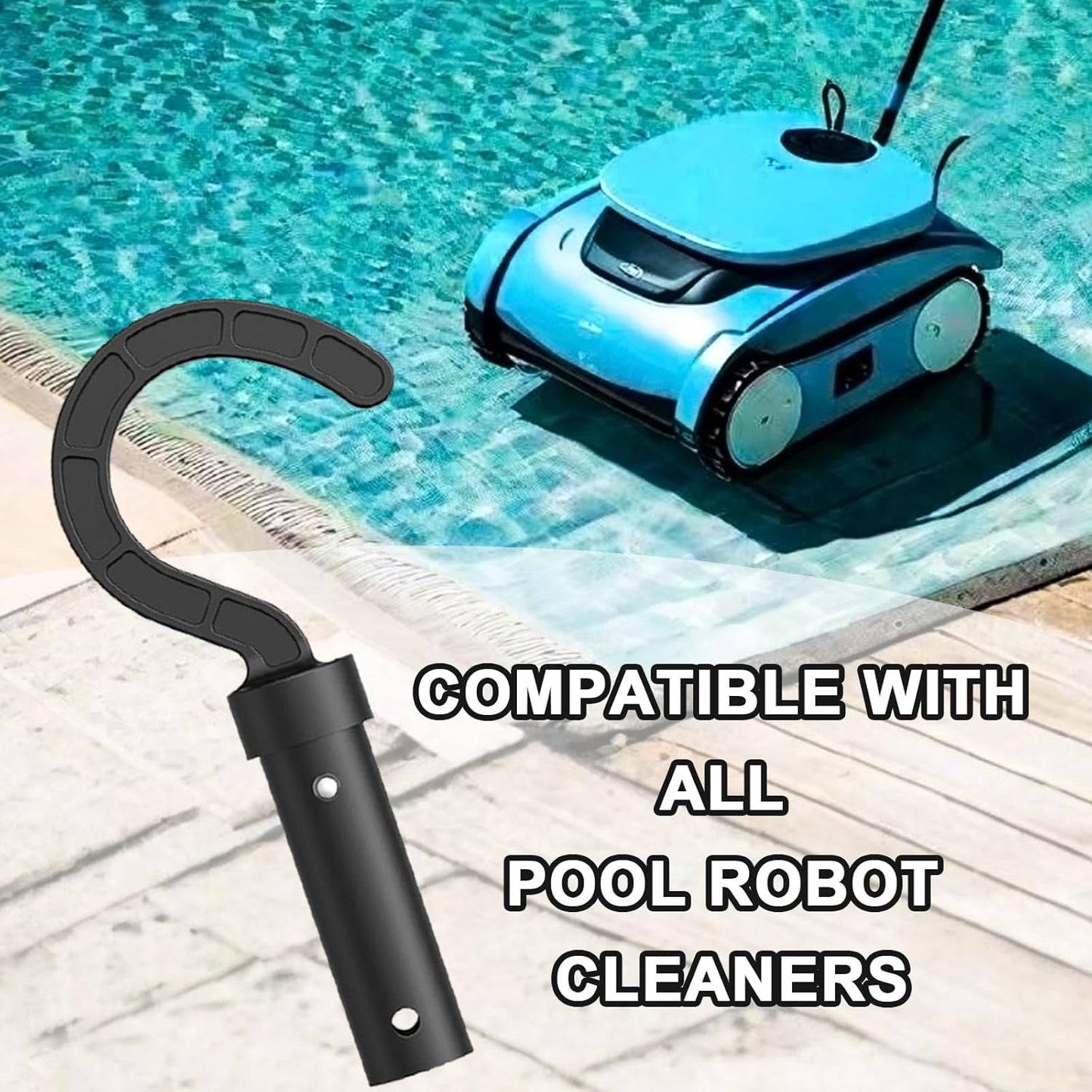 Hook for All Robotic Pool Cleaner,  Pool Accessories Hook Customized for Pool Vacuum Robot Including Cordless,Above Ground and Underwater,Attaches to Telescopic Poles (Gray)