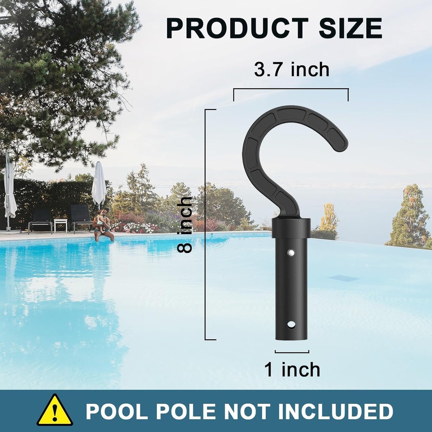 Pool Cleaner Hook Attachment, Black, Compatible with Robotic Pool Vacuums, Telescopic Pole Mount
