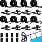 24 Pcs Pool Solar Cover Reel Attachment Kit, Inground Swimming Pool Solar Cover Straps and Clips, Solar Blanket Straps Kit Including 8 Straps with Hooks, 8 Clips and 8 Touch Fastener