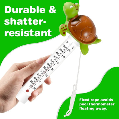 Floating Pool Thermometer, Large Size Easy Read for Water Temperature with String for Outdoor & Indoor Swimming Pools and Spas, Hot Tubs & Aquariums（Turtle）