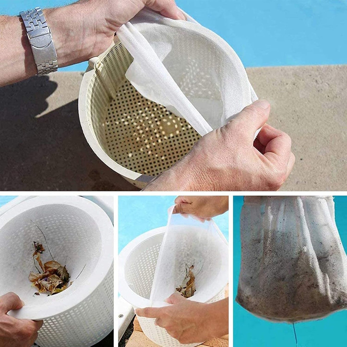 Pool Skimmer Socks, Pool FilterSaver Socks Net, Savers for Filters, Baskets and Skimmers, Ideal Skimmers Cleans Debris and Leaves for InGround and Above Ground Pools (20pcs)