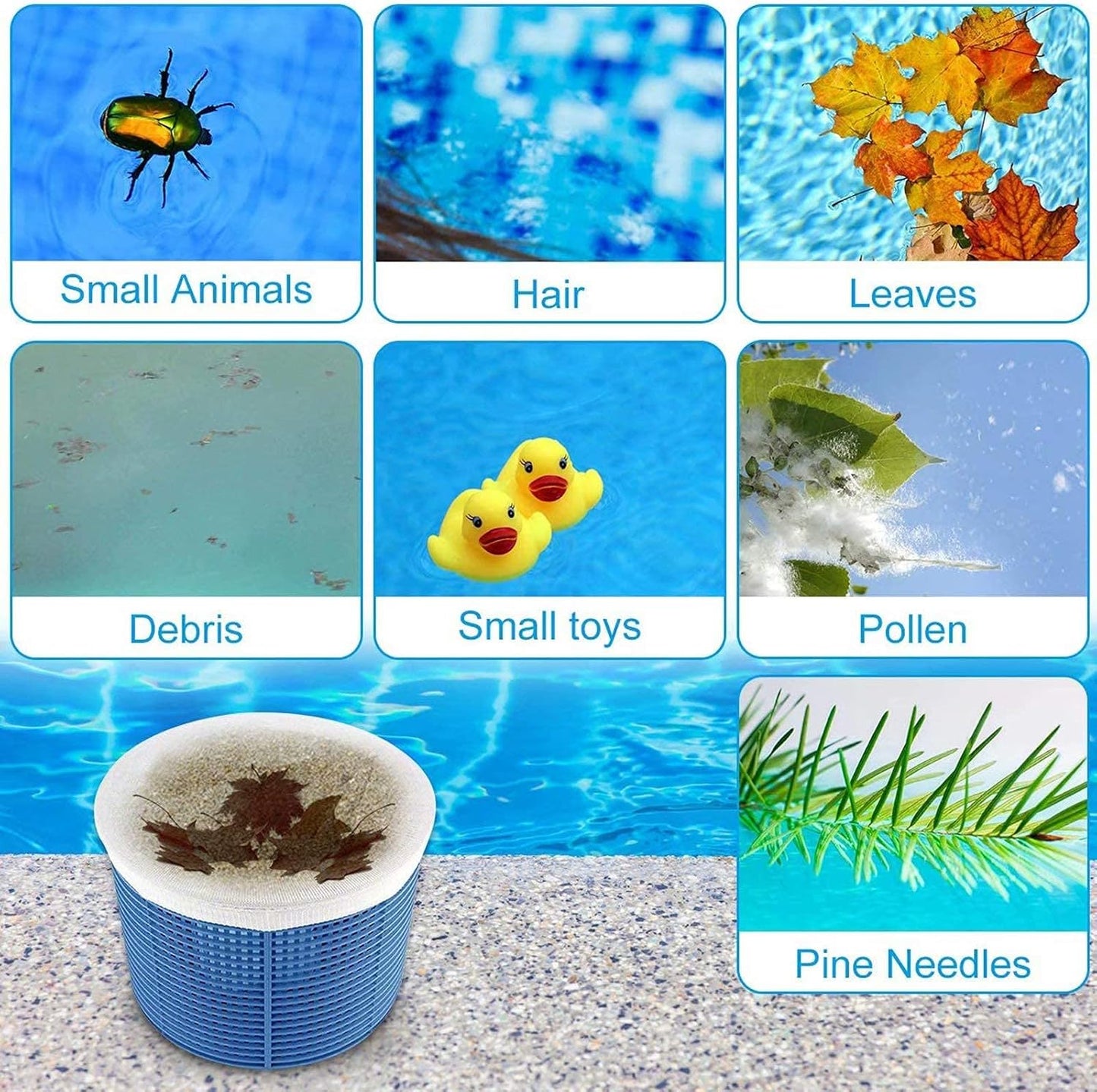 Pool Skimmer Socks, Pool FilterSaver Socks Net, Savers for Filters, Baskets and Skimmers, Ideal Skimmers Cleans Debris and Leaves for InGround and Above Ground Pools (20pcs)