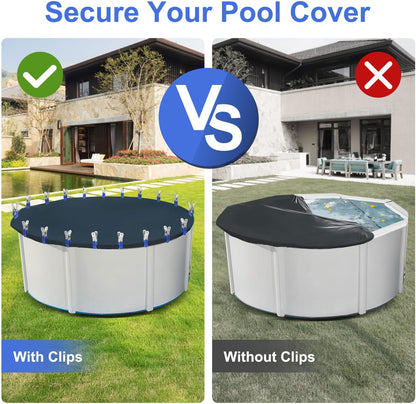 Pool Cover Clips for Above Ground Pools, 30 Pcs 4.7 Inch Stainless Steel, Windproof Clips with Protective Sleeves