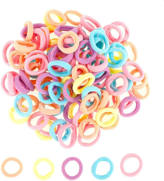 100pcs Hair Ties for Toddler, Girls Soft Elastic Hair Ties Bands Mini Hairbands Ponytail Holders Seamless Hair Bands for Baby Kids (Assorted Colors)