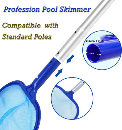 2 Pack Pool Skimmer Net, Hot Tubs Nets Fine Mesh Leaf Rake for Cleaning Surface of Pond Swimming Pool Cleaning Supplies and Accessories