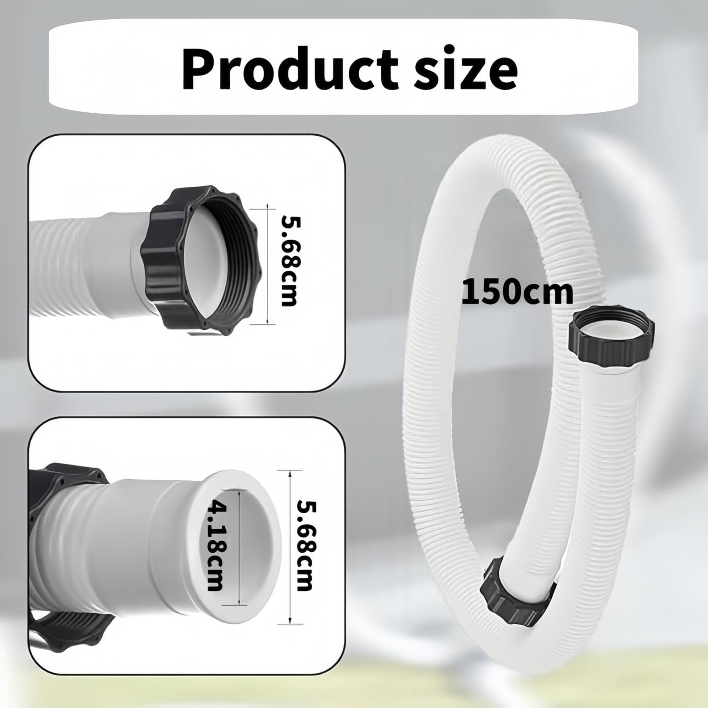 1.5" Diameter Pool Pump Replacement Hose Compatible with Intex 1500-2500 GPH Pumps, Sand Filters & Saltwater Systems Heavy-Duty 59" Garden Hose for Above Ground Pools (1-Pack)